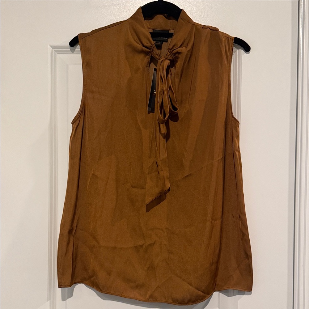 Worthington Sleeveless Tie Blouse - Tan